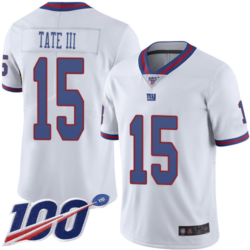 Men New York Giants 15 Golden Tate III Limited White Rush Vapor Untouchable 100th Season Football NFL Jersey